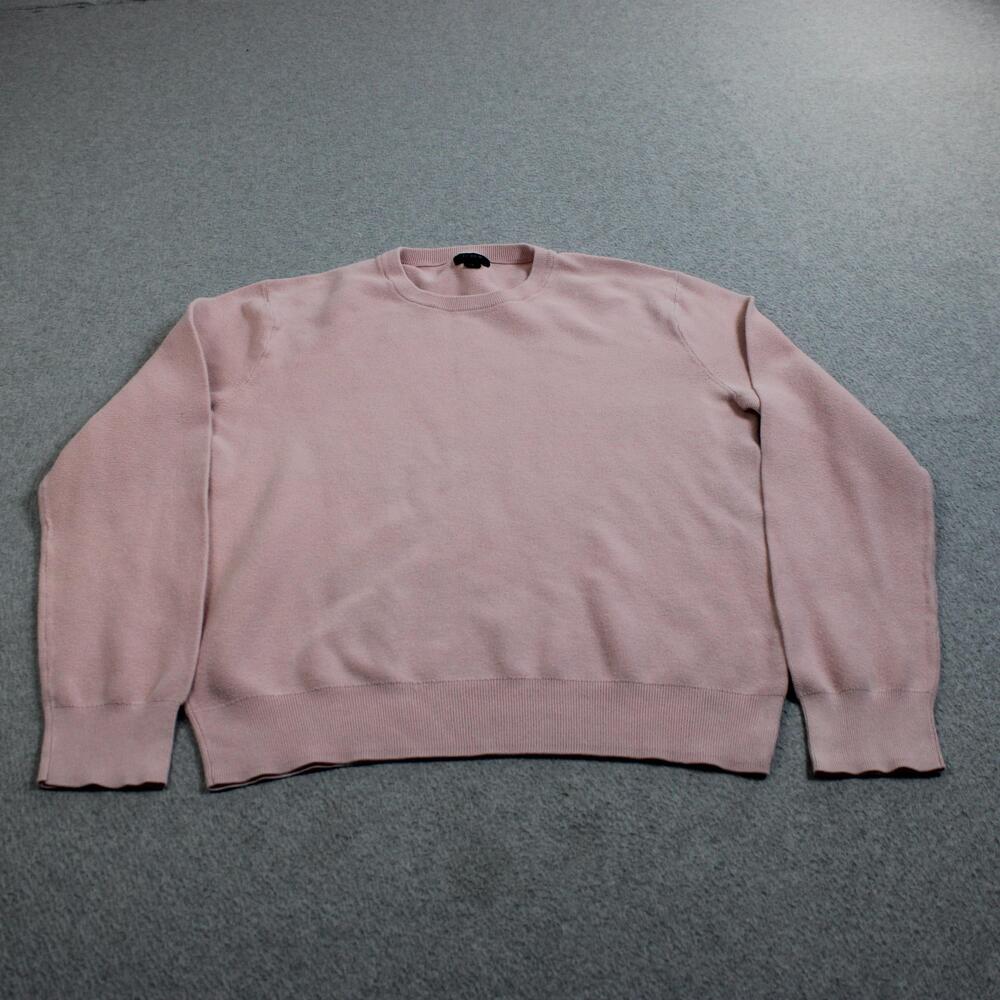 J Crew Sweater Women Medium Pink Cotton Crewneck Pullover Lightweight Classic